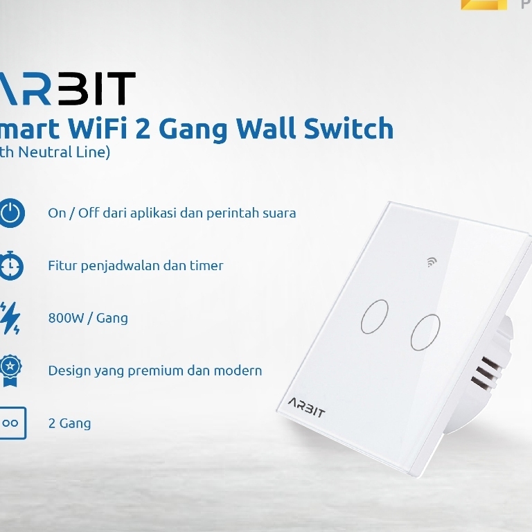 ARBIT - Smart WIFI 2 Gang Wall Switch (with neutral line)