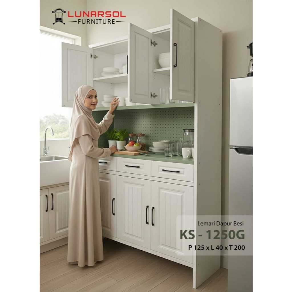 KS 1250G / Kitchen set 3 pintu lunarsol / Rak dapur besi minimalis / Tanpa rakit