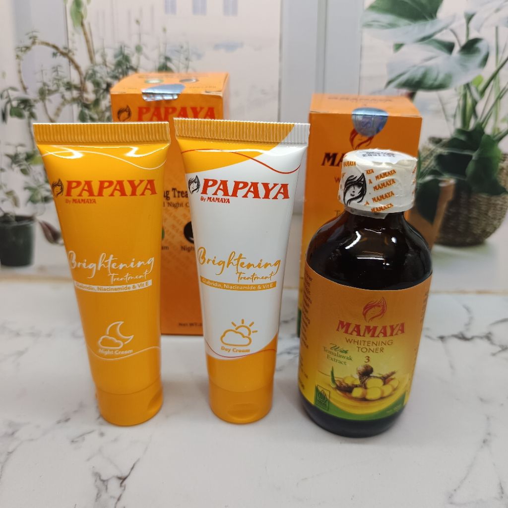 Paket 3in1 Papaya By Mamaya Cream siang&malam+Toner Mamaya Bpom