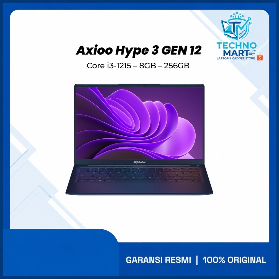 Axioo Hype 3 Gen 12 Core i3-1215 8GB 256GB DOS 14.0FHD IPS