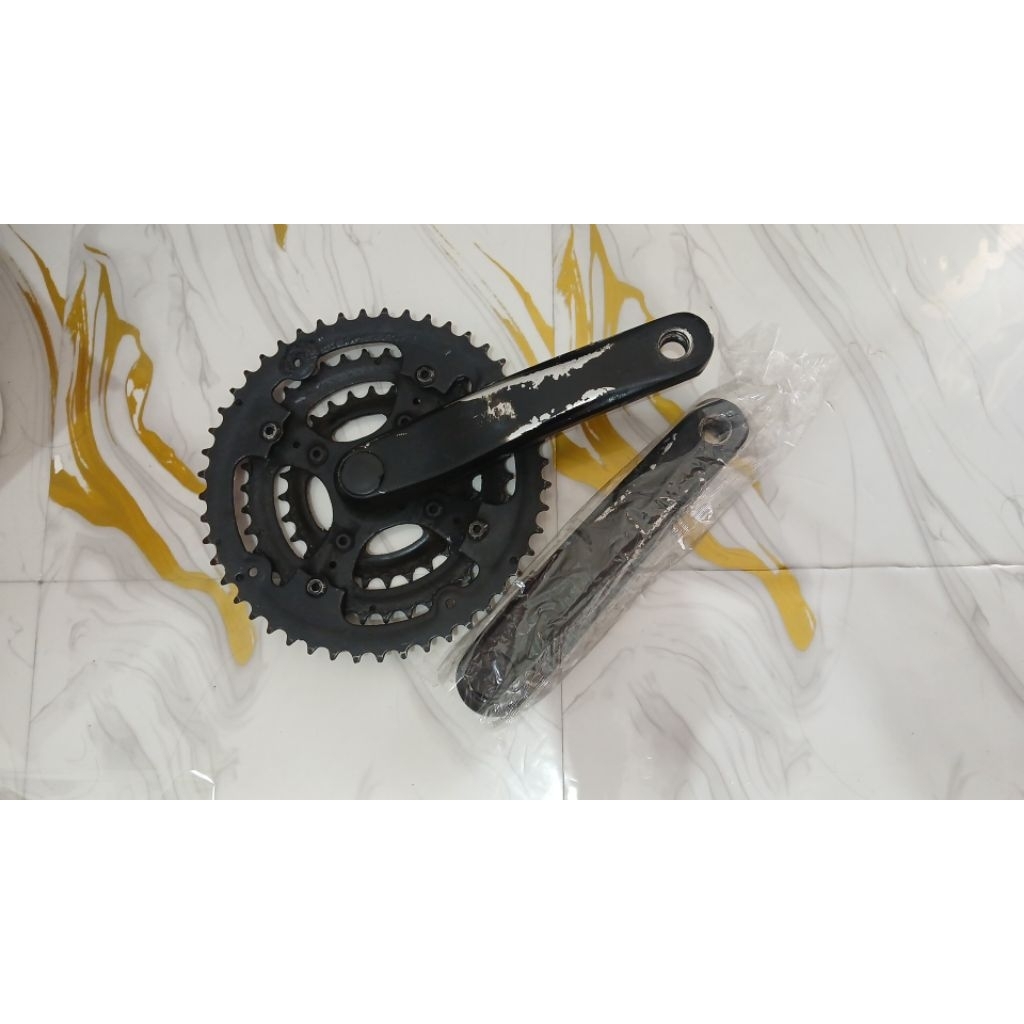 crank suntour triple 28-39-48 chainring normal lecet pemakaian