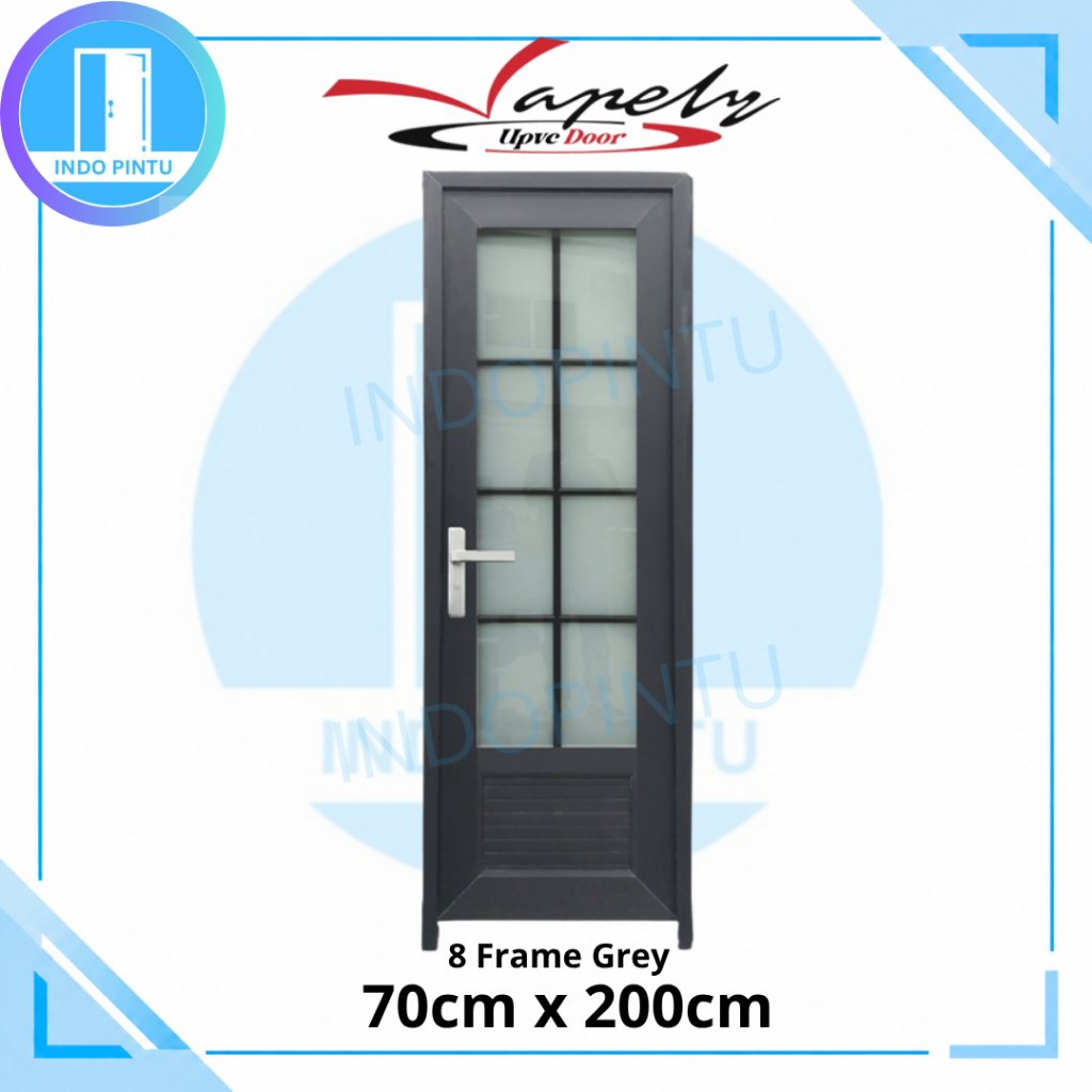 Pintu Kamar Mandi UPVC Vapely 8 Frame Grey & White
