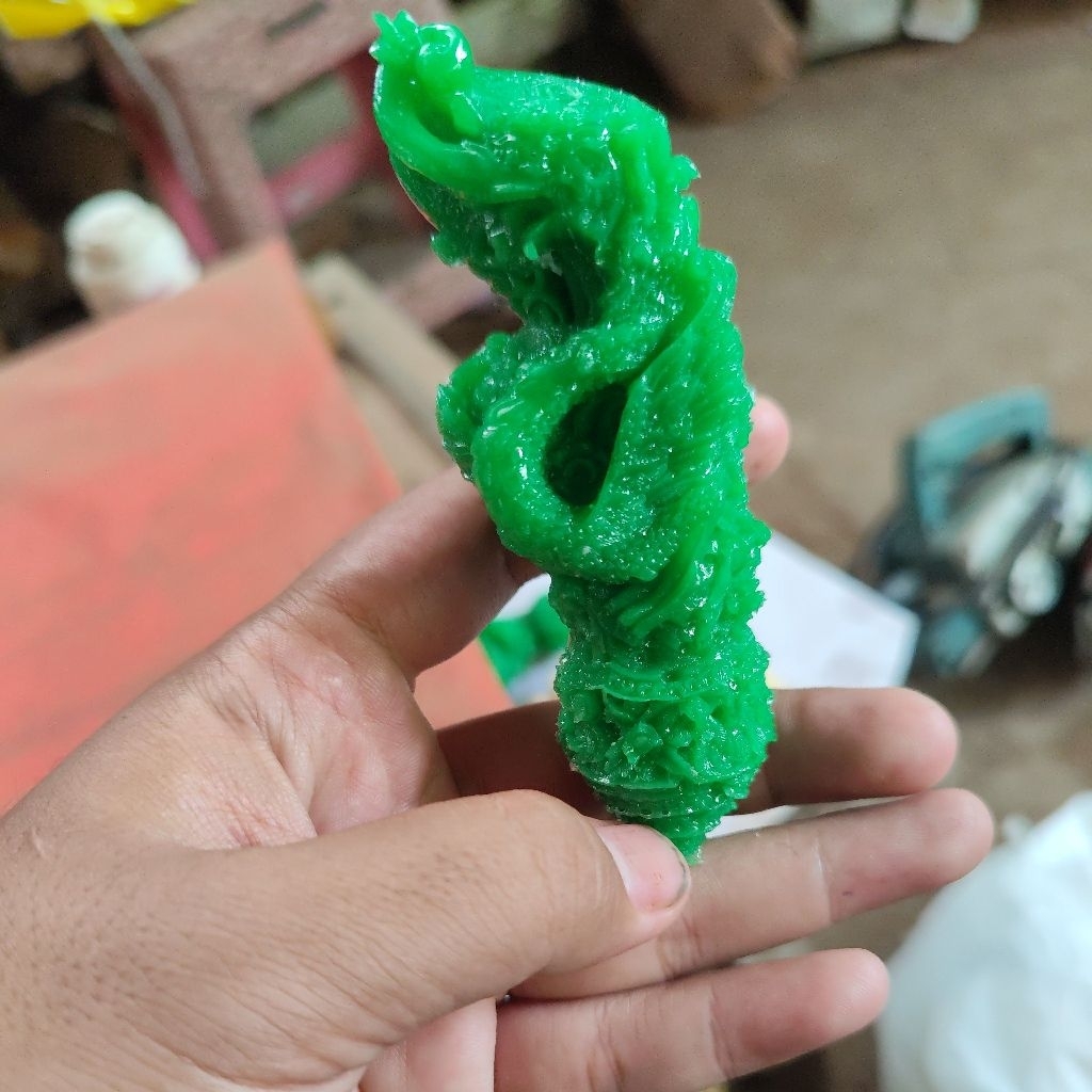 handle deder gagang keris ukir naga warna giok murah