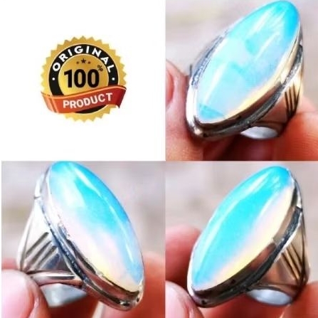 cincin batu akik barjad api pandan ring monel