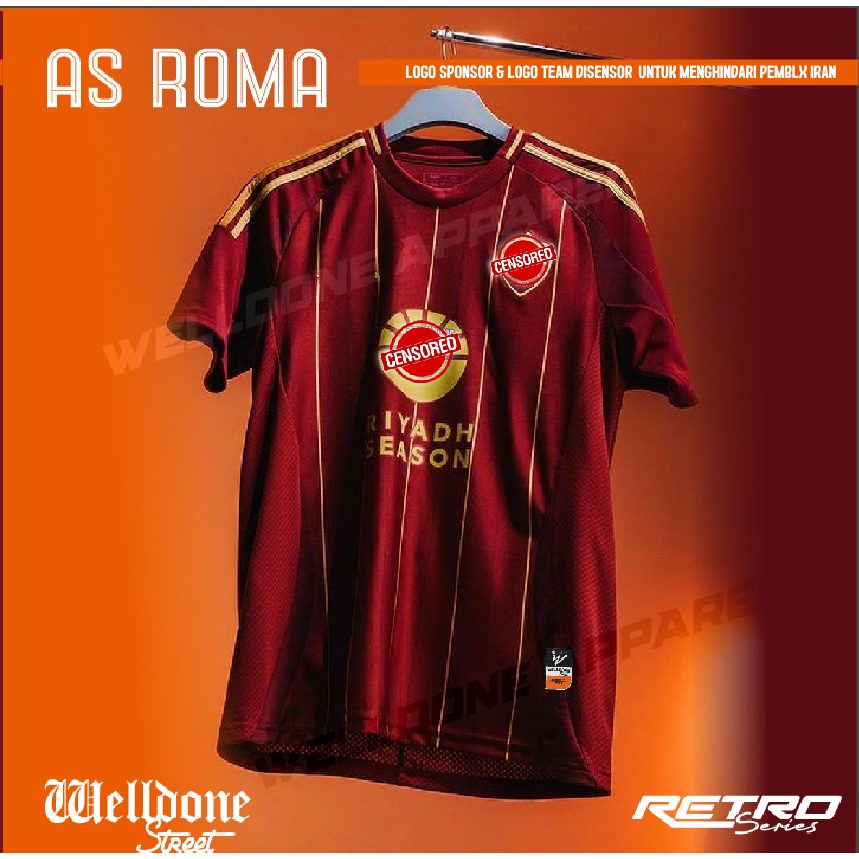 Welldone Street  Custom Kaos Jersey bola BAJU  AS ROMA SUPORTER custom  / nhl /nfl /y2k /retro / str