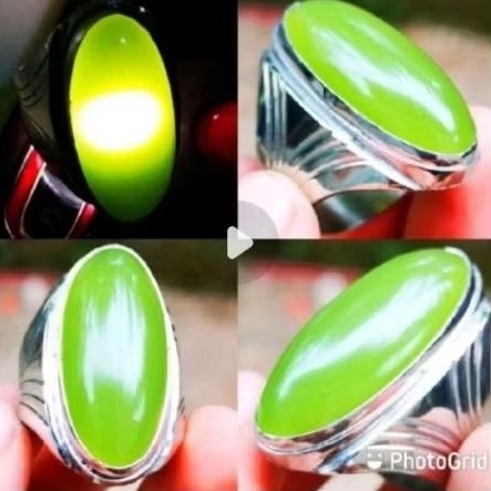 cincin batu akik hijau lumut sungai dareh pandan ring monel