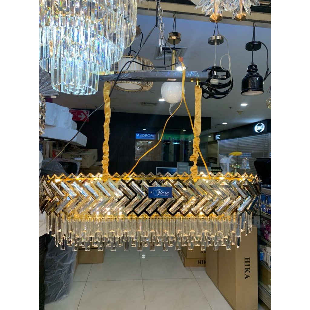 LAMPU MEJA MAKAN KRISTAL 1 METER SMOKEY GOLD