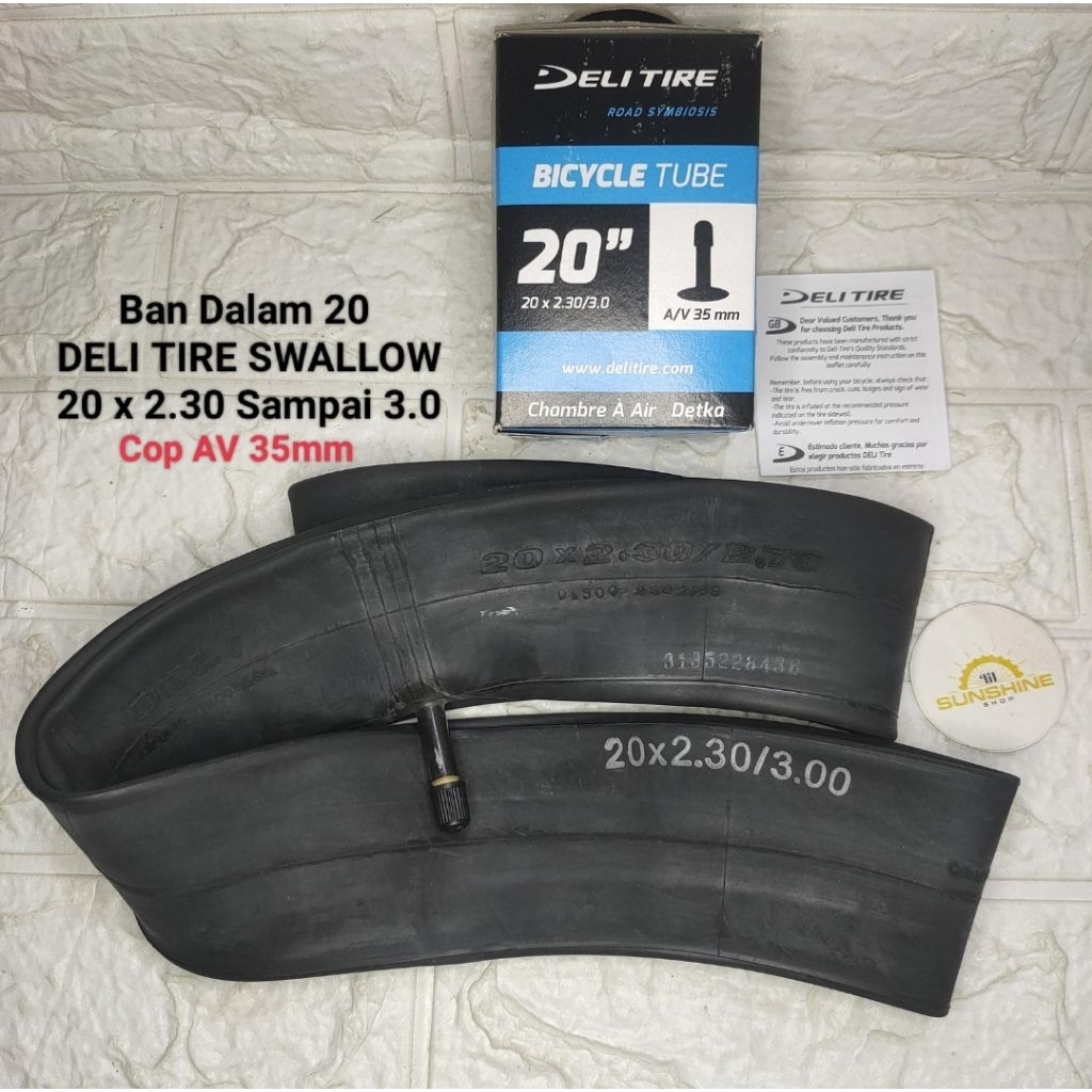 Ban Dalam Sepeda BMX 20 x 2.30 / 3.0 Deli Tire Cop Pentil Motor AV 35mm