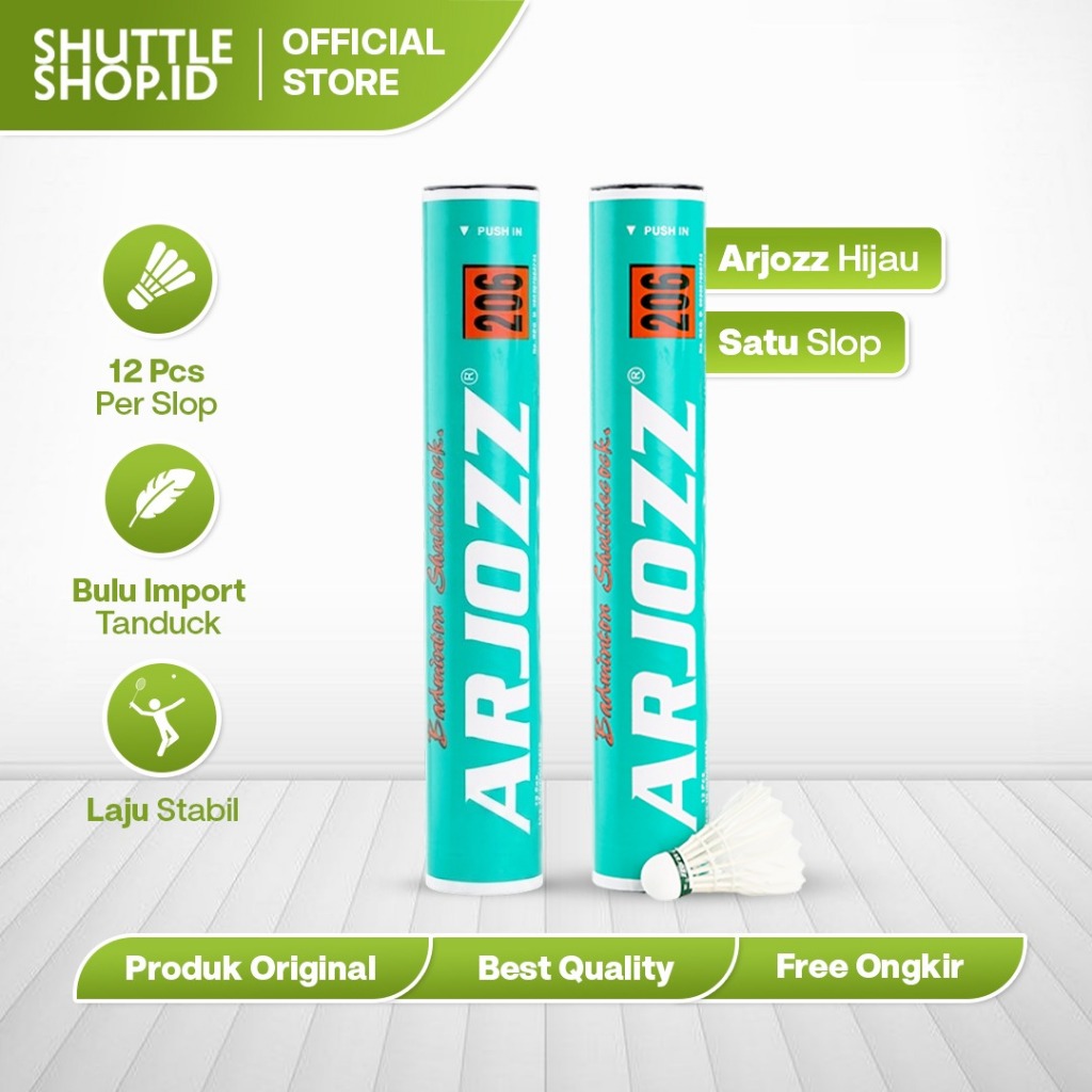 Kok Badminton Arjozz Hijau Original Shuttlecock Bulutangkis Awet Tahan Lama 12 Pcs - Shuttleshop.id