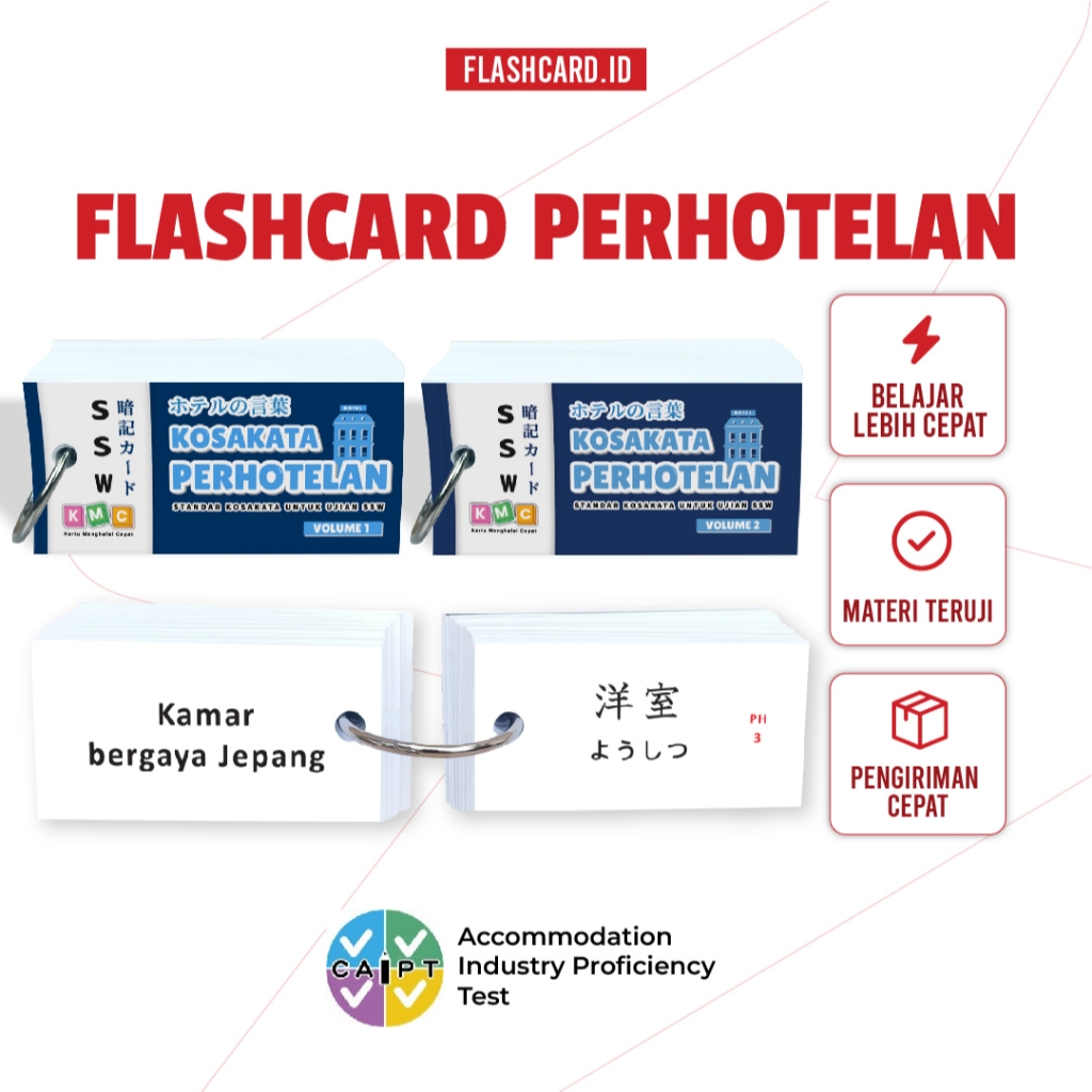 Flashcard SSW Perhotelan | Kosakata perhotelan Bahasa Jepang