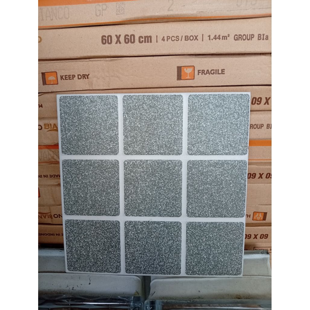 Keramik Lantai Kamar Mandi Kasar Emboss UNO 25x25 Henshin Dark Grey