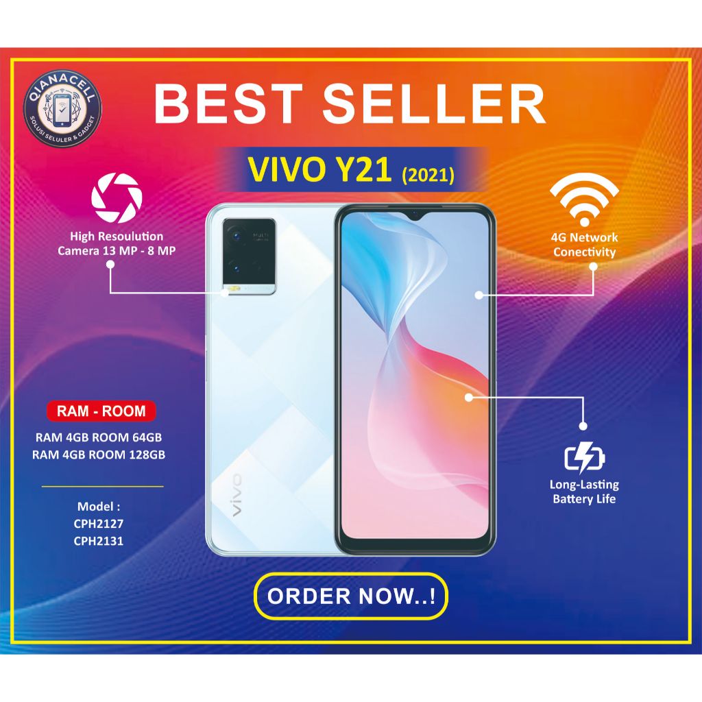 HP VIVO Y21 Second Ram 4+1/64 Hp Normal Siap Pakai