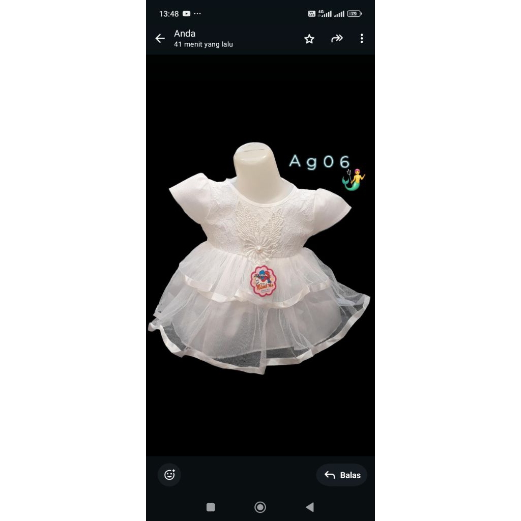 dress gaun putih bayi