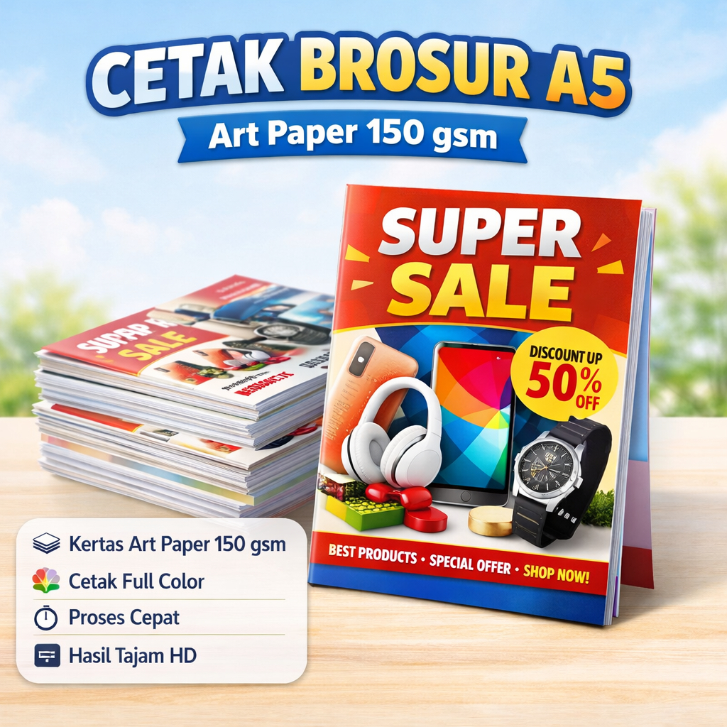 Print Brosur A5 | Cetak Brosur A5 MURAH | 1 Sisi / 2 Sisi