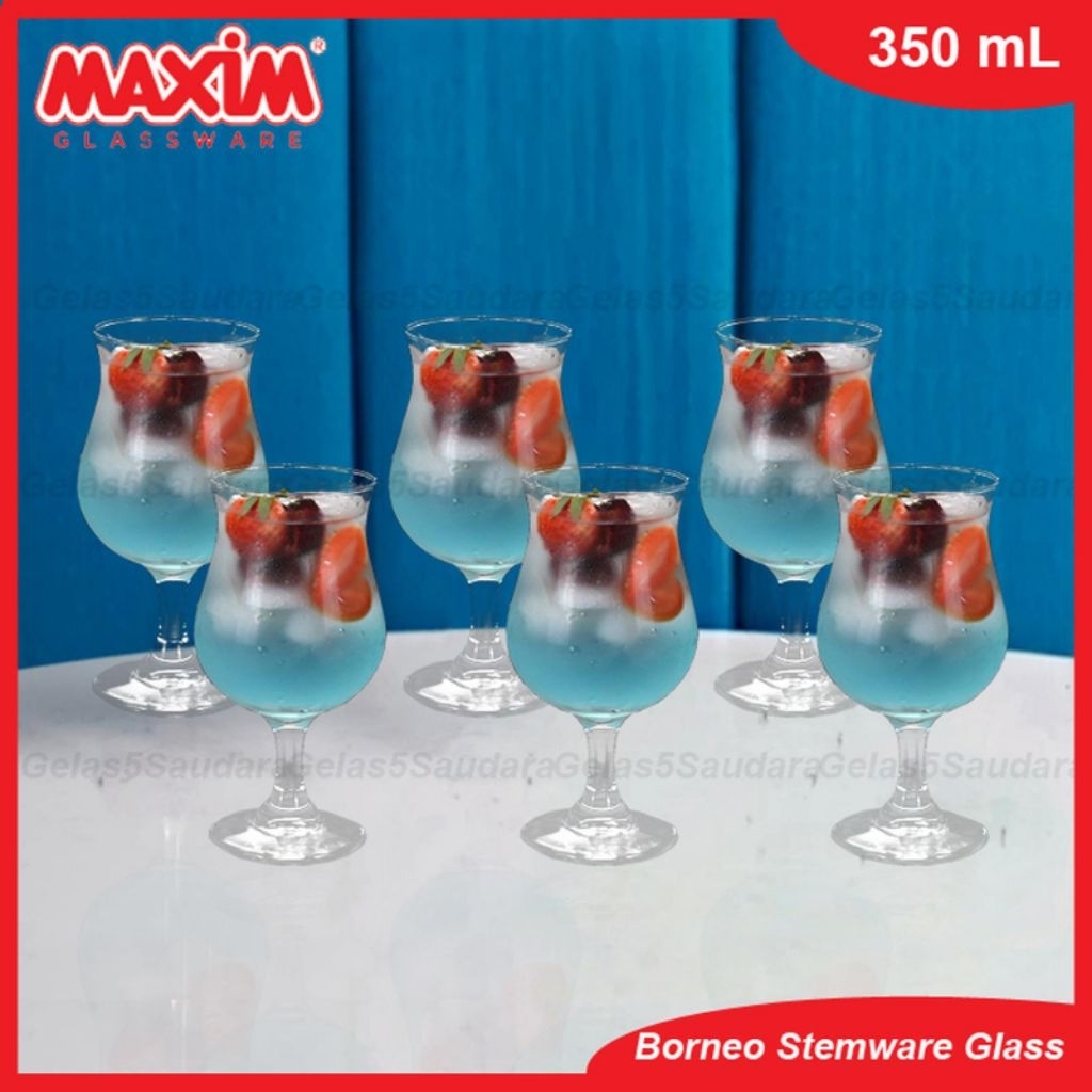 1 SET 6 PCS MAXIM Gelas Kaki Untuk Poco Grande - Gelas MAXIM Kaki Kaca - Gelas Kaki - Gelas Kaki Kac