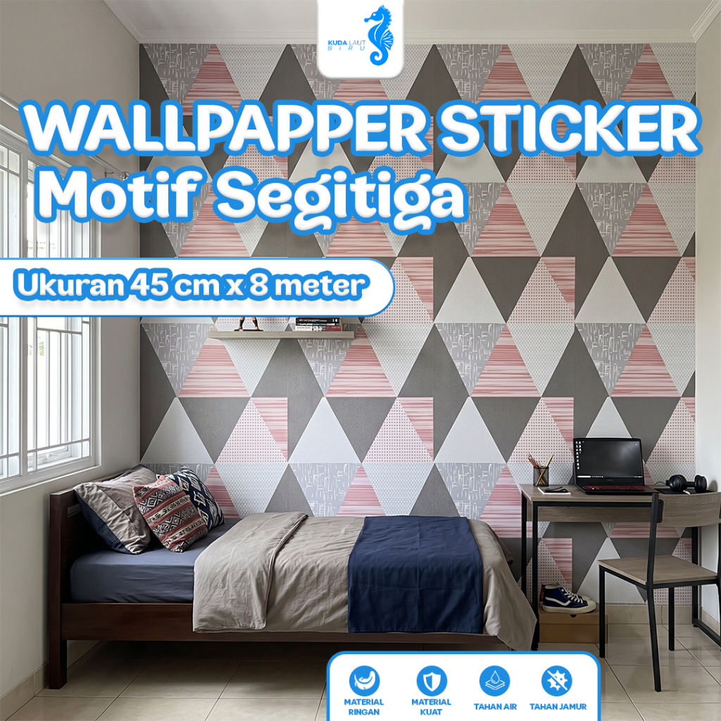 KLB - Wallpaper DInding PVC Stiker Dinding Rumah Motif Segitiga Aesthetic