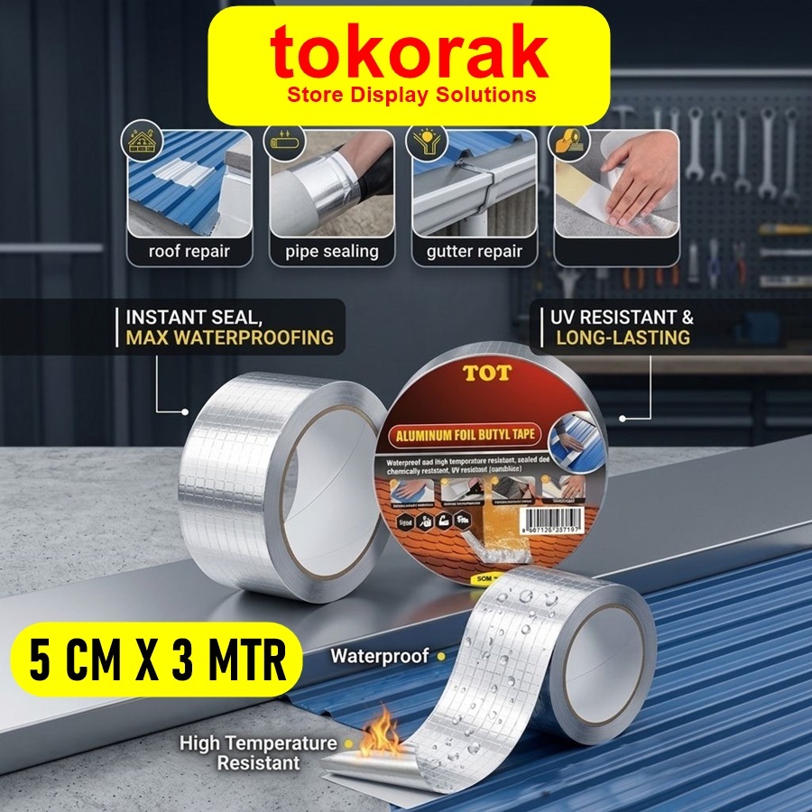 LAKBAN LEM ANTI BOCOR WATERPROOF TAPE 2" TOT ALUMUNIUM FOIL TAPE 2INCH LAKBAN SERBAGUNA LEM SENG TAL