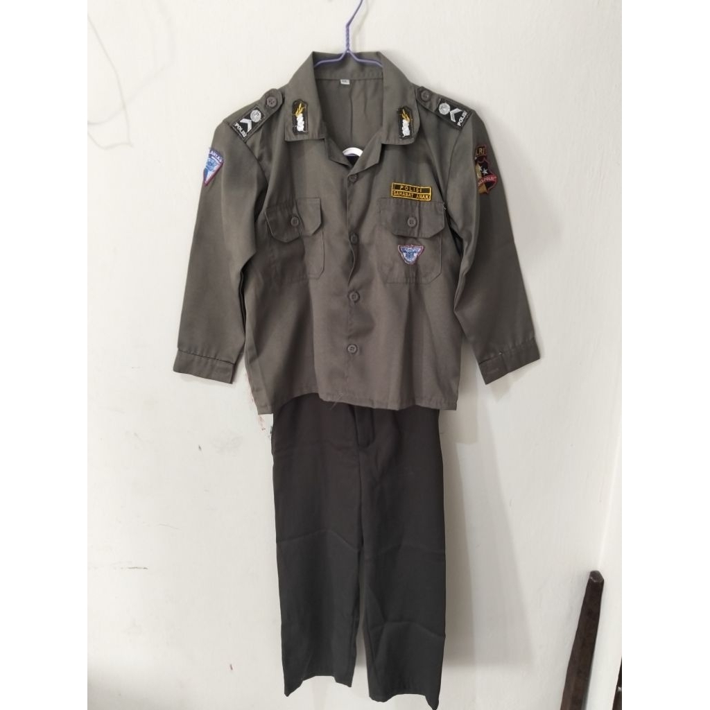 Baju/kostum seragam polisi anak cewek lengkap