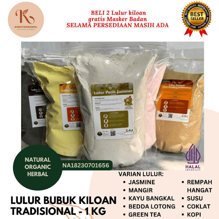 LULUR 1KG/KAYU BANGKAL/ LULUR KILOAN/ LULUR BUBUK/ LULUR TRADISIONAL/PEMUTIH KULIT ALAMI