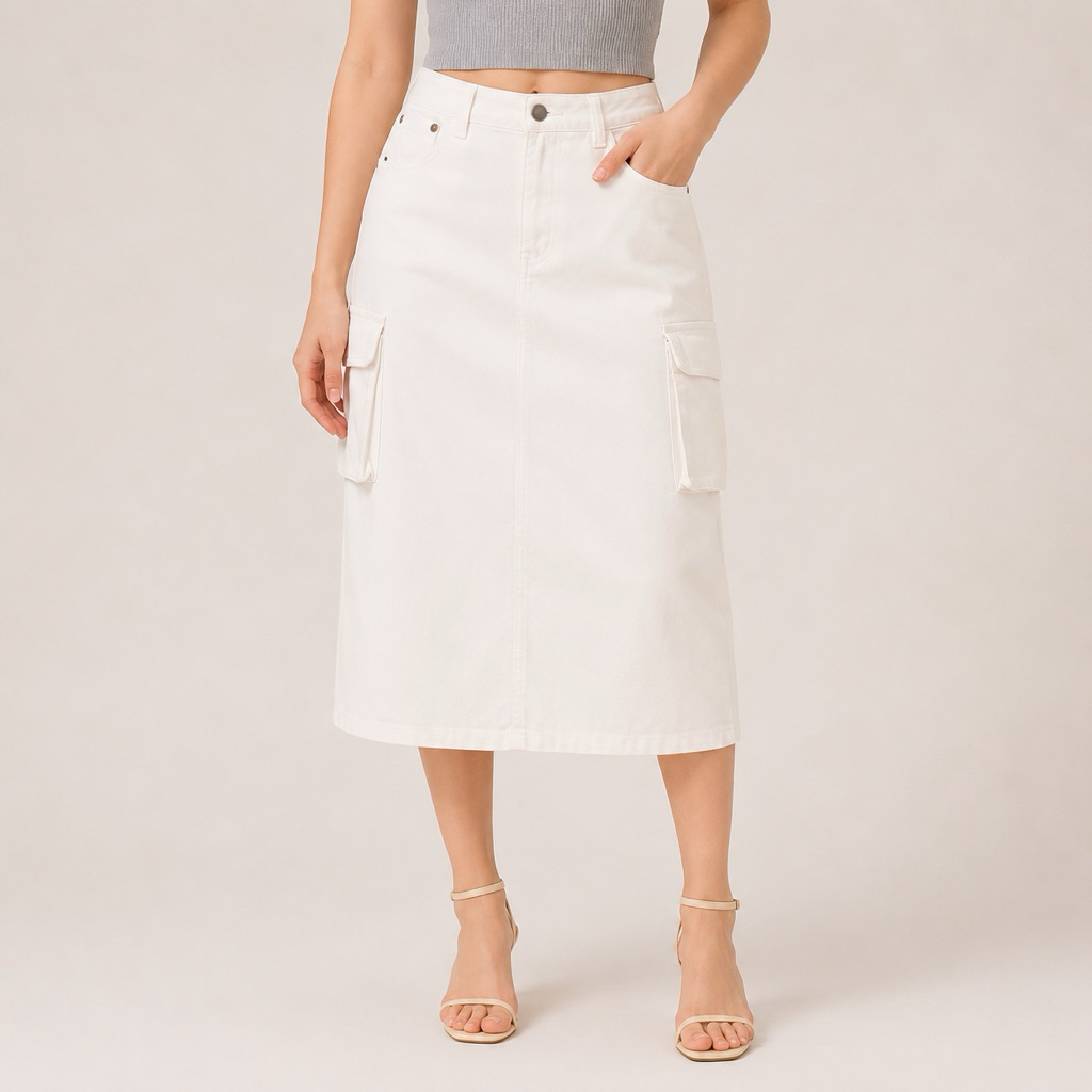 ROK SPAN WANITA DENIM / ROK DENIM PUTIH
