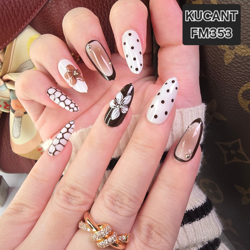 FM353 - Kuku Cantik 10pcs set Kuku Palsu free lem jelly Fake Nails Kuku Palsu imitasi Nail Art Fashi