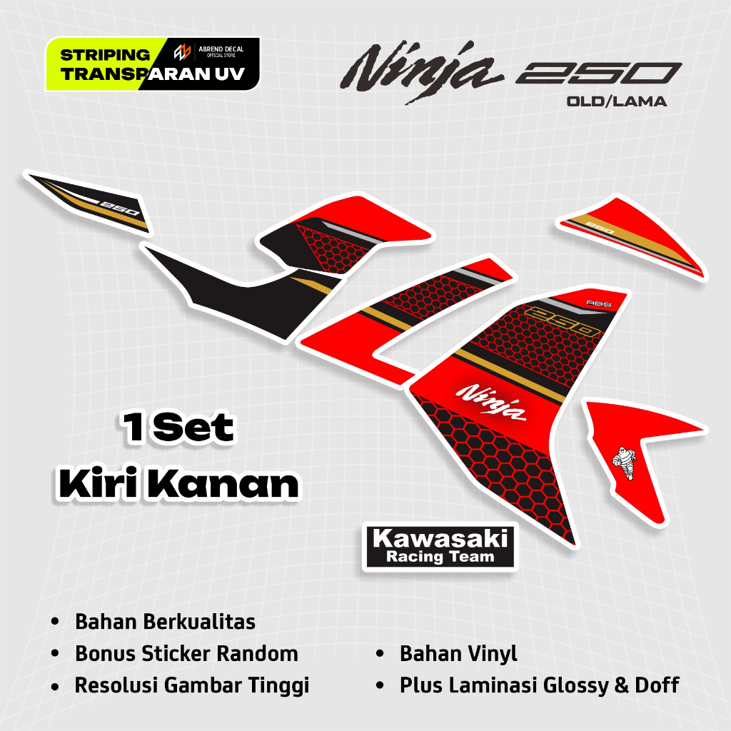 DECAL STICKER NINJA 250 FI OLD KRT CARBON ANTI GORES / STICKER NINJA FI