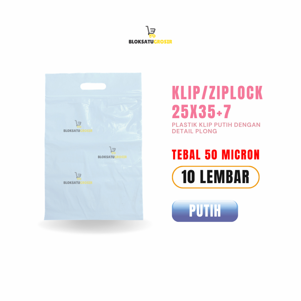 Plastik Klip - Plastik Ziplock Baju - Klip Plastik Ziplock -Klip Plastik - Plastik Plong Putih 25x35