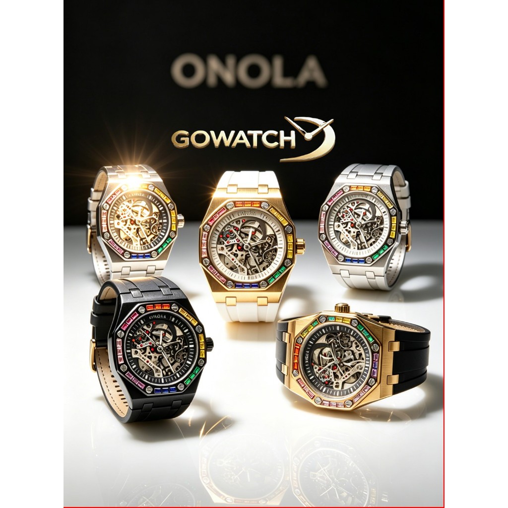 ONOLA Rainbow Diamond Waterproof Men's Watch Jam Cowok Original Pria Keren Pelangi Kristal (W3-003-O