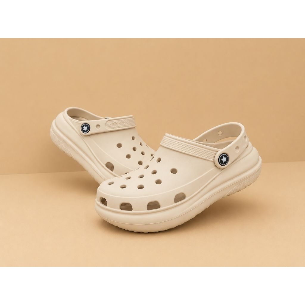 Sandal Baim EVA Pria Dan Wanita Anti Licin Ringan Empuk Model Crocs Hitam Original