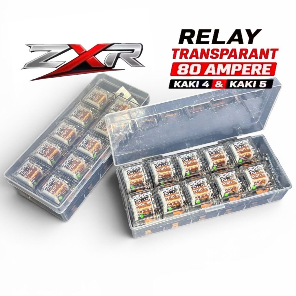Relay 10 pcs 4 & 5 kaki transparan 12v 80a biled lampu tembak daymaker klakson sen dll / relay ZXR /