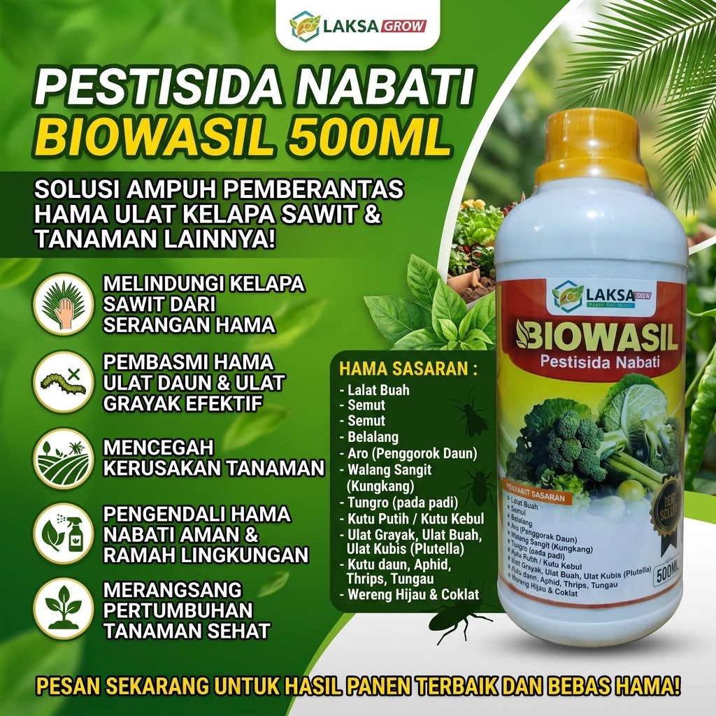 BIOWASIL 500ML Pestisida Nabati Obat Pembasmi Hama Ulat Kelapa Sawit - Obat Hama Ulat Pada Kelapa Sa