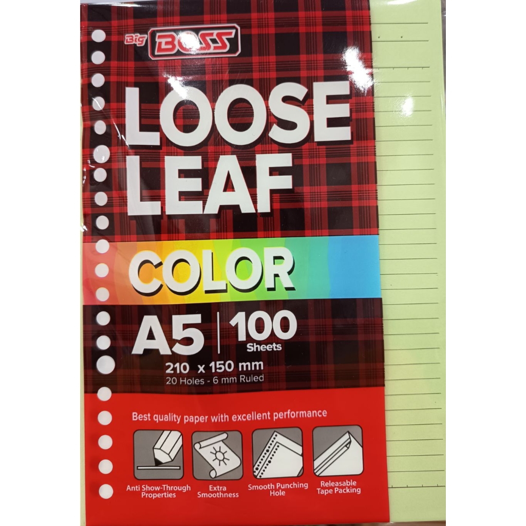 Kertas Loose Leaf B5 Big Boss 100 Lembar - Polos, Bergaris, dan Berwarna