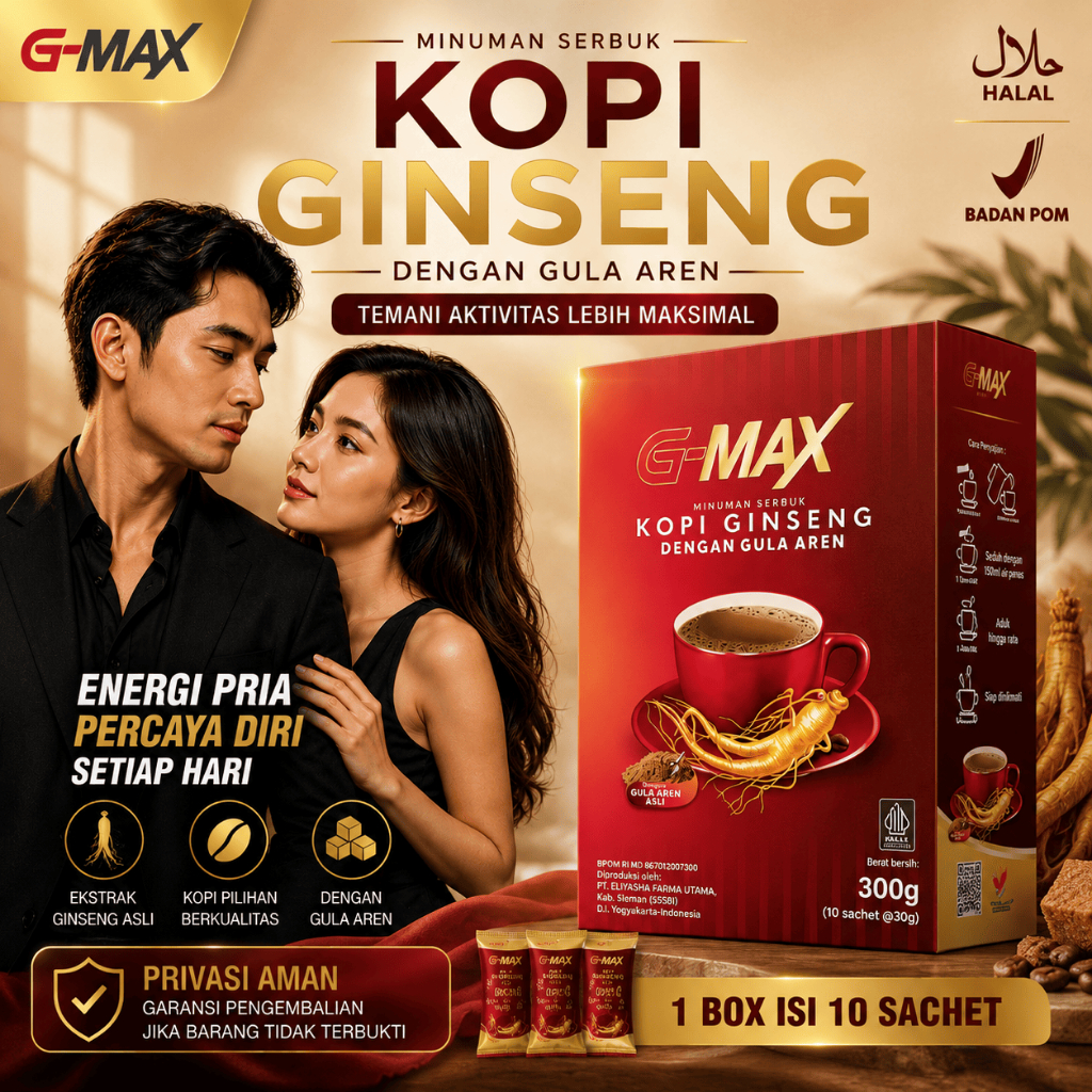 Gmax Kopi Dengan Ekstrak Ginseng Rasa Gula Aren Rempah Indonesia - Coffe Latte Instan