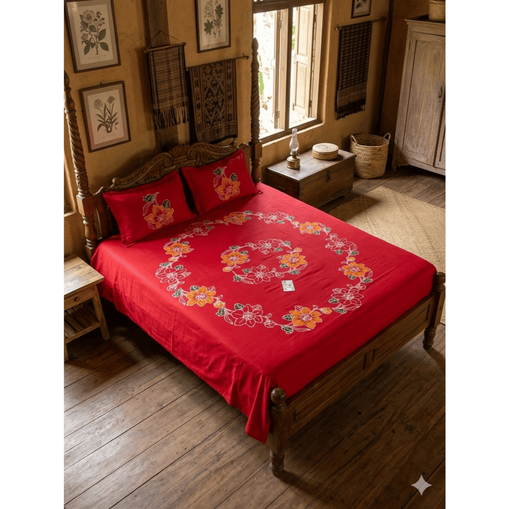 Sprei Batik Jadul Cap Kain Katun Tebel Super Adem Karet Elastis