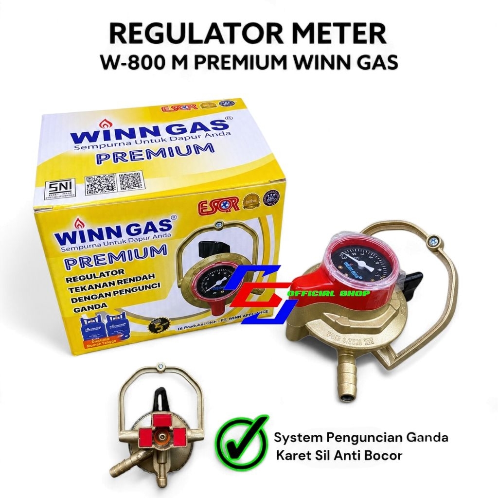Premium Regulator Meter W 800 M Yellow Gold Winn Gas Double Lock Ekslusif Safety Plus Nusantara