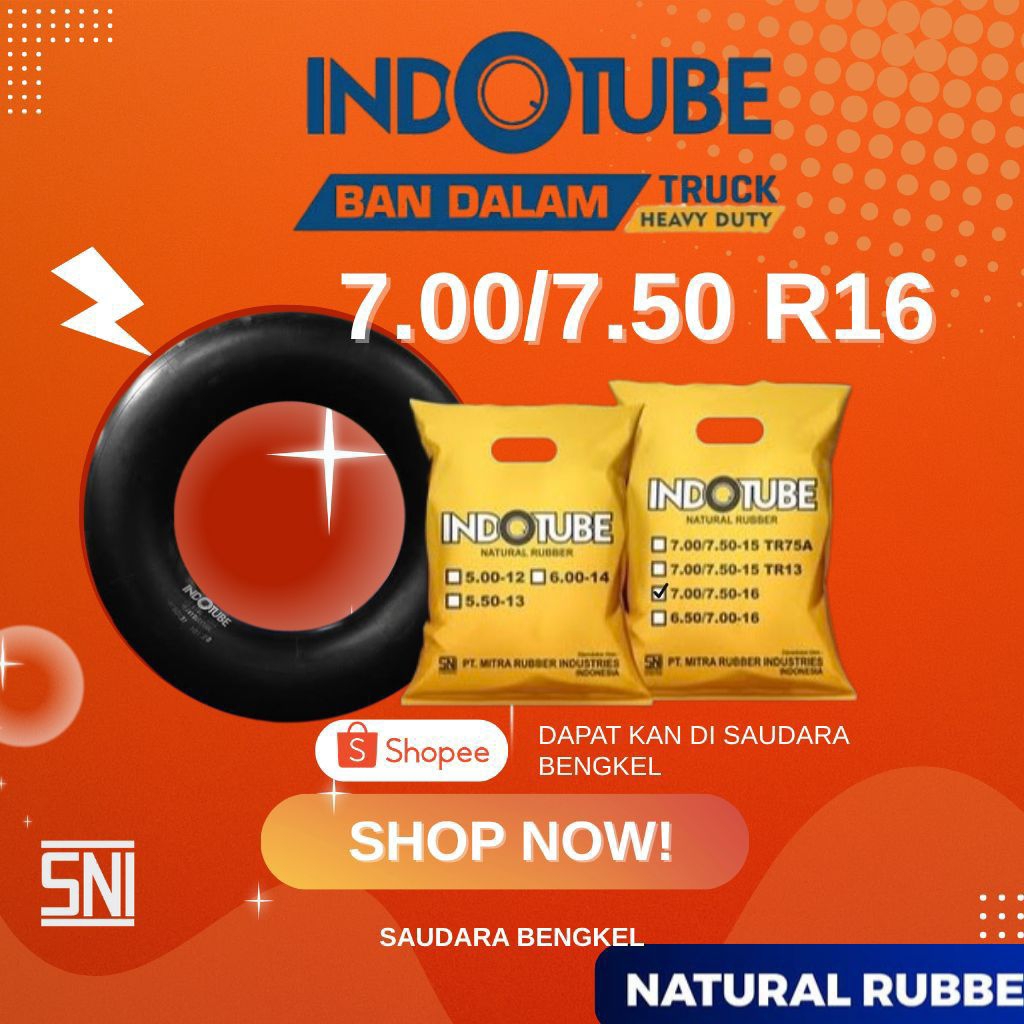 BAN DALAM INDOTUBE 7.00/7.50 R16 PENTIL PANJANG | BAN DALAM TRUK  | KUAT TAHAN LAMA NATURAL RUBBER