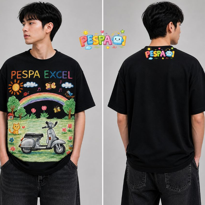 Pespa.ai - Kaos vespa  EXCEL lucu  Bahan Cotton Combed 24s Oversize