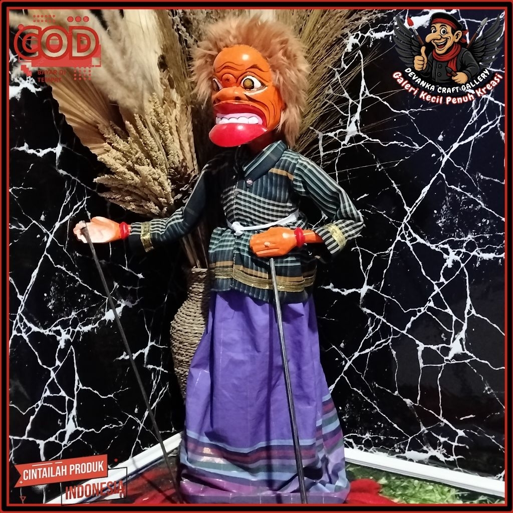 Wayang Golek Buta Ableh Calawak Badag Handmade Kualitas Bagus Finishing Halus Tinggi ±60cm