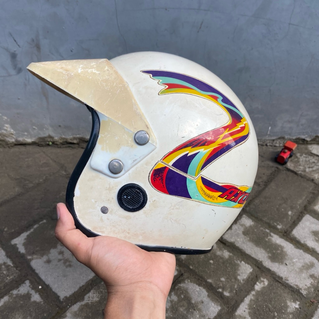 helm kiwi axci vintage helm kiwi jadul original putih