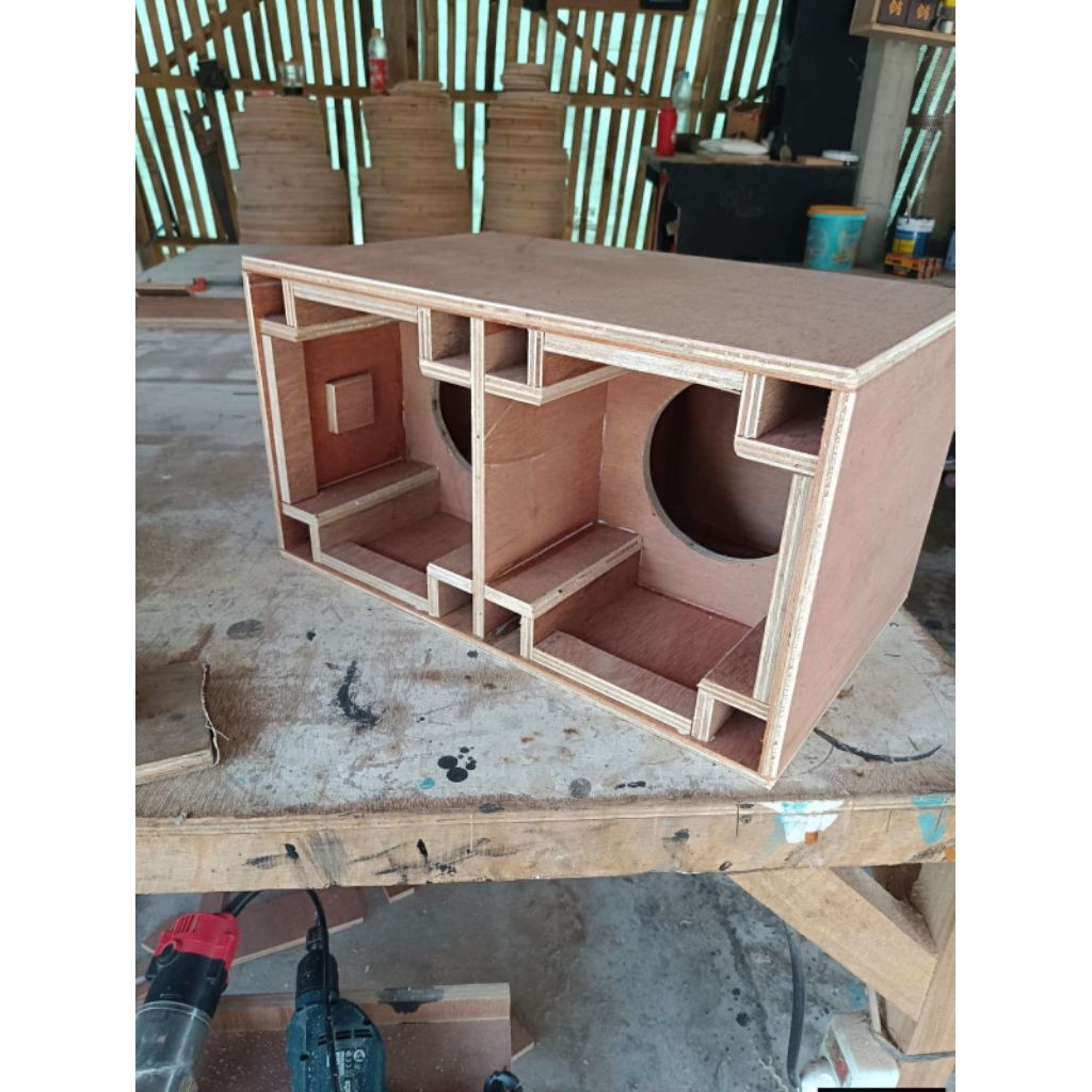 Box Speaker PLANAR DOUBLE 6 inch double subwoofer bahan 12mm mentahan