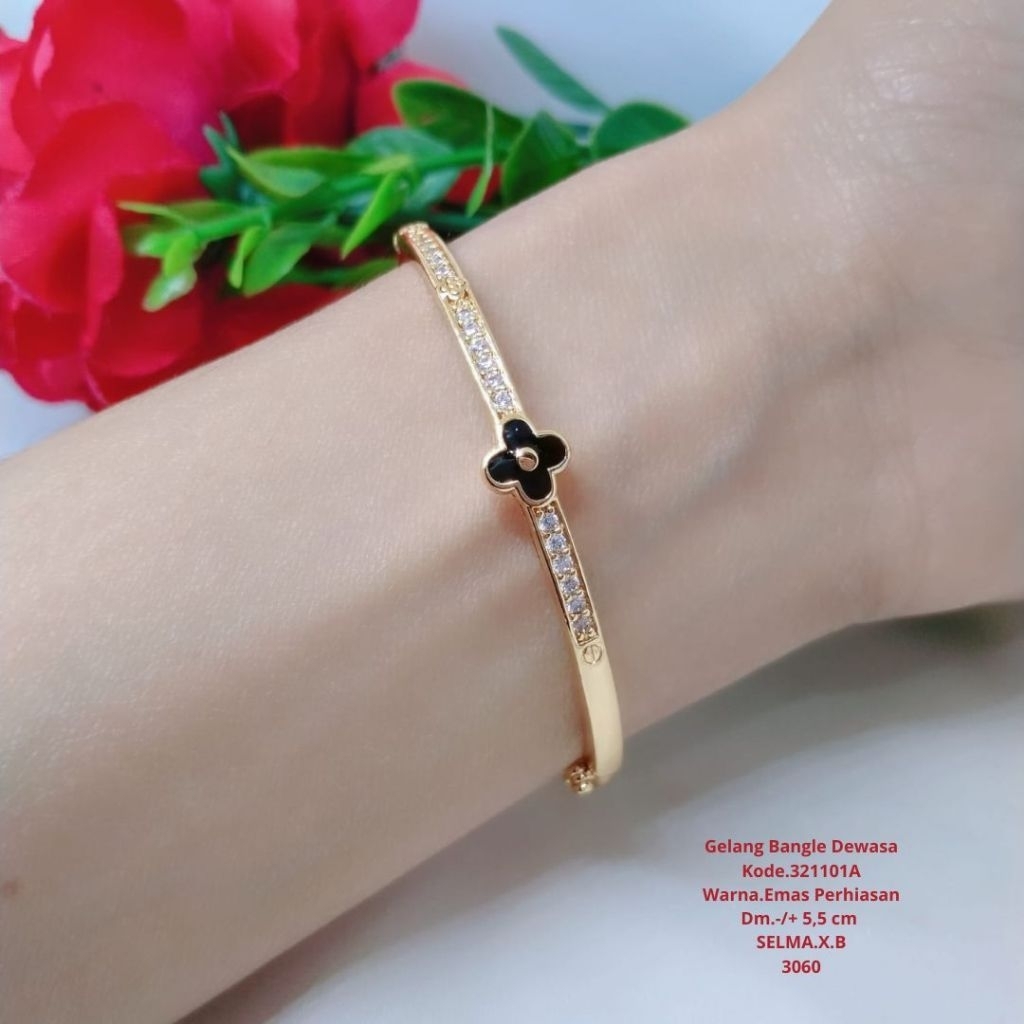 gelang bangle simple titanium lapis emas fashion wanita