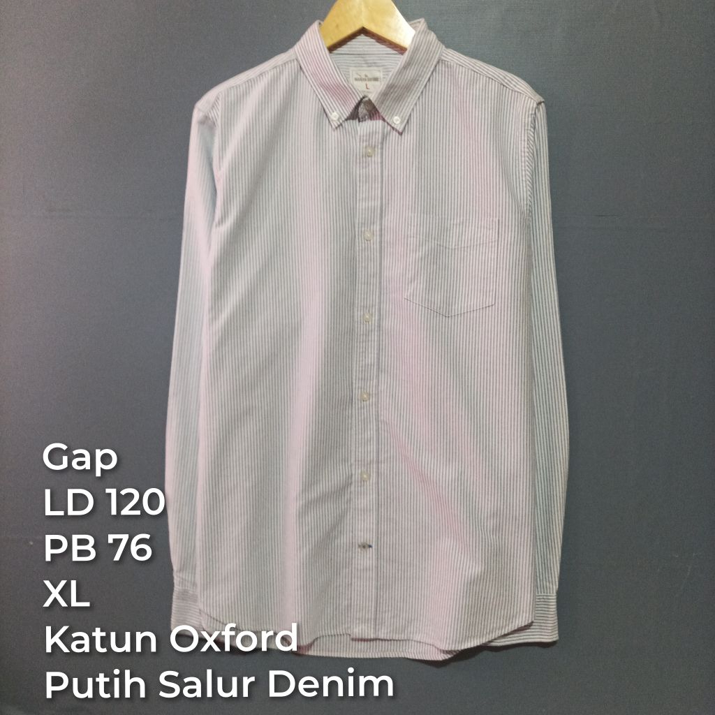 Kemeja Salur Lengan Panjang Second Brand GAP| Kemeja Bekas