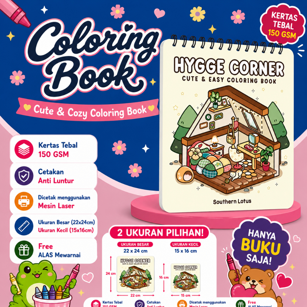 Hygge Corner Coloring Book Buku Mewarnai spiral