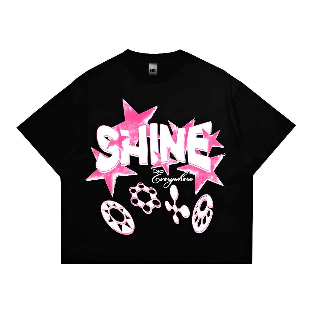 T-Shirt | Boxy Fit | Among Stars | Black | Shine.Everywhere pria wanita unisex kekinian baju aesthet