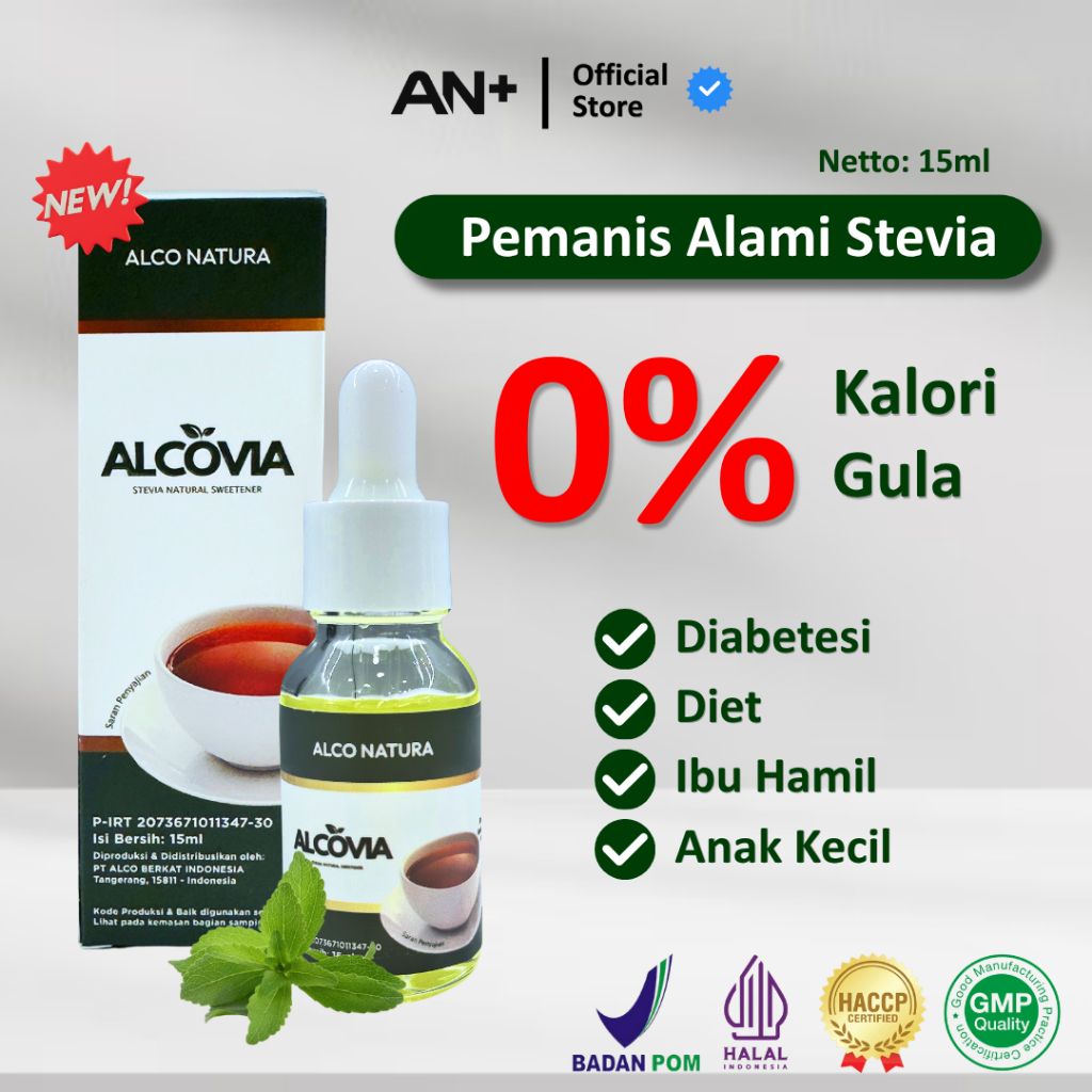 Alcovia Stevia Tetes Pemanis Alami Pengganti Gula - 15ml
