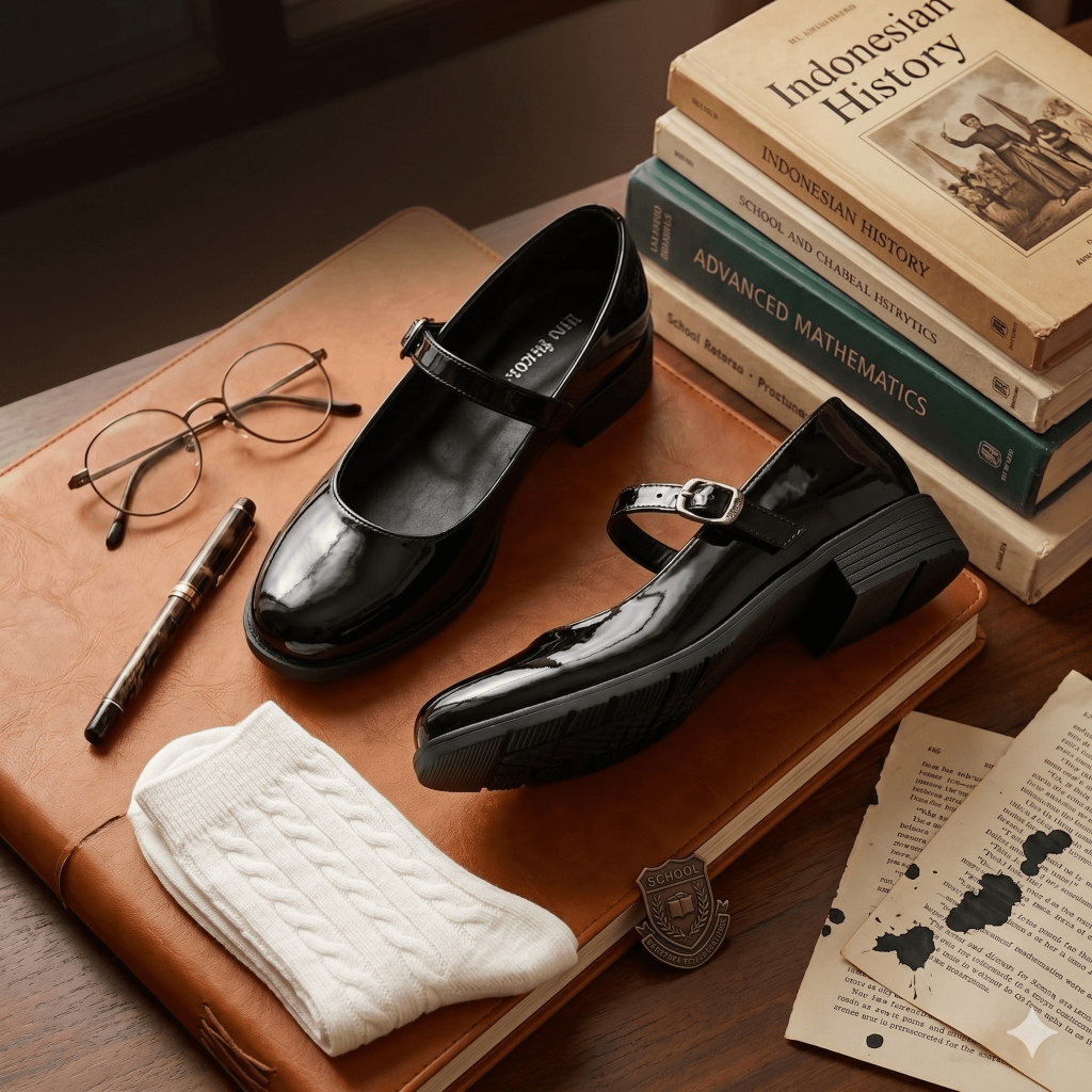 Sepatu Wanita Pantofel Paskibra Hitam Sekolah Cewek Formal Paskibraka Pantopel | heels 3 cm wanita