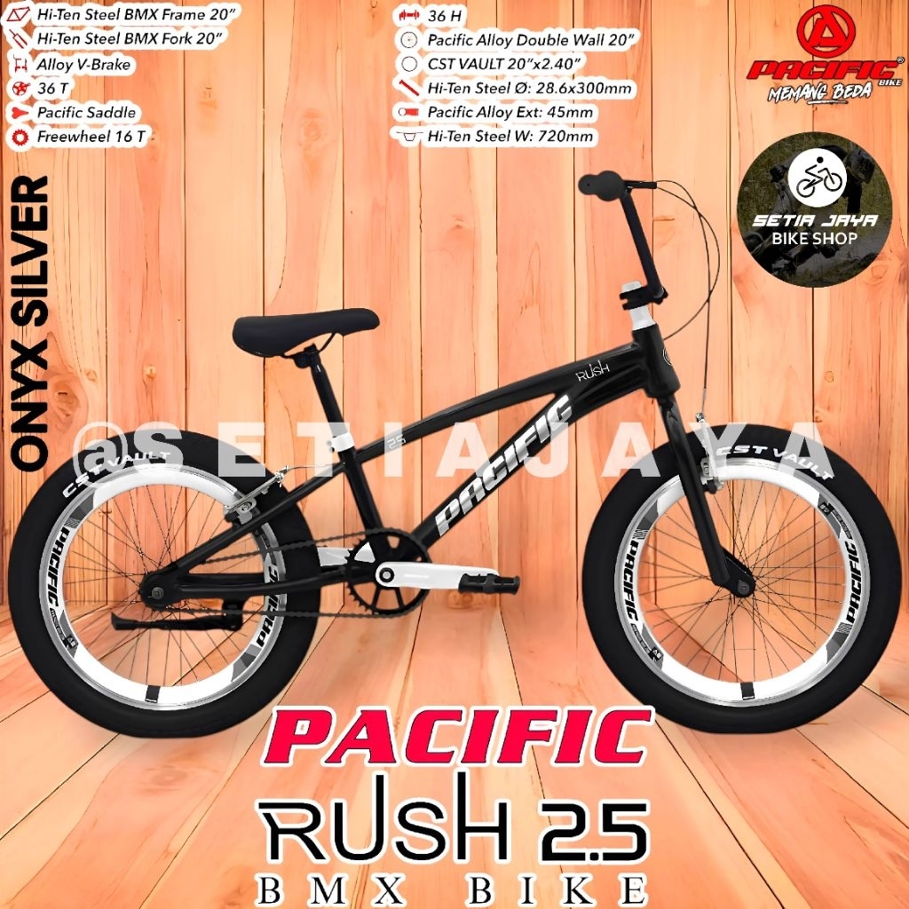 Sepeda BMX 20 Inch PACIFIC RUSH 2.5, Frame Steel, Rem V-Brake, Velg Tinggi, Sepeda Anak Laki-Laki Ne