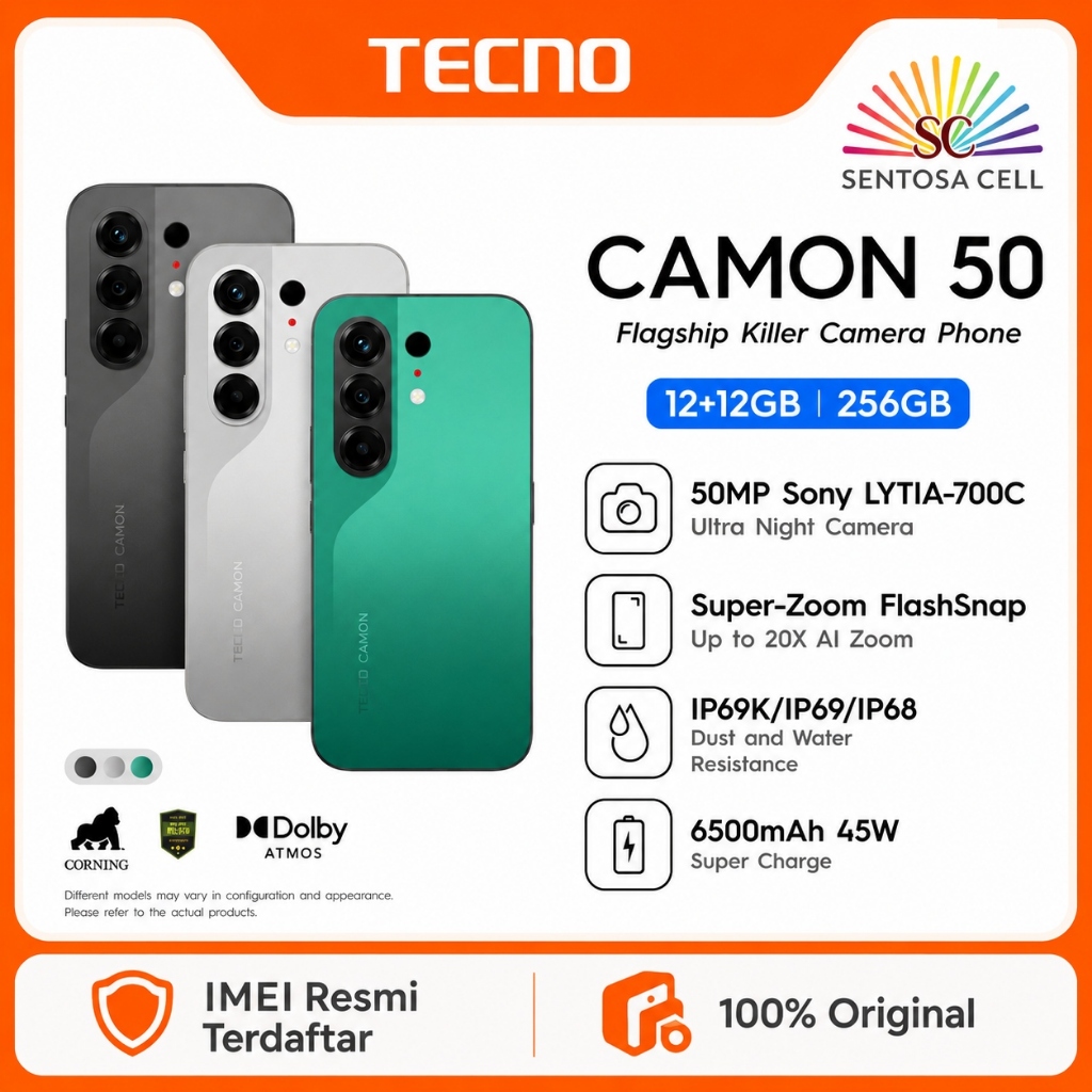 HP TECNO CAMON 50 8/128 | 8/256 | 12/256 NFC GARANSI RESMI TECNO INDONESIA