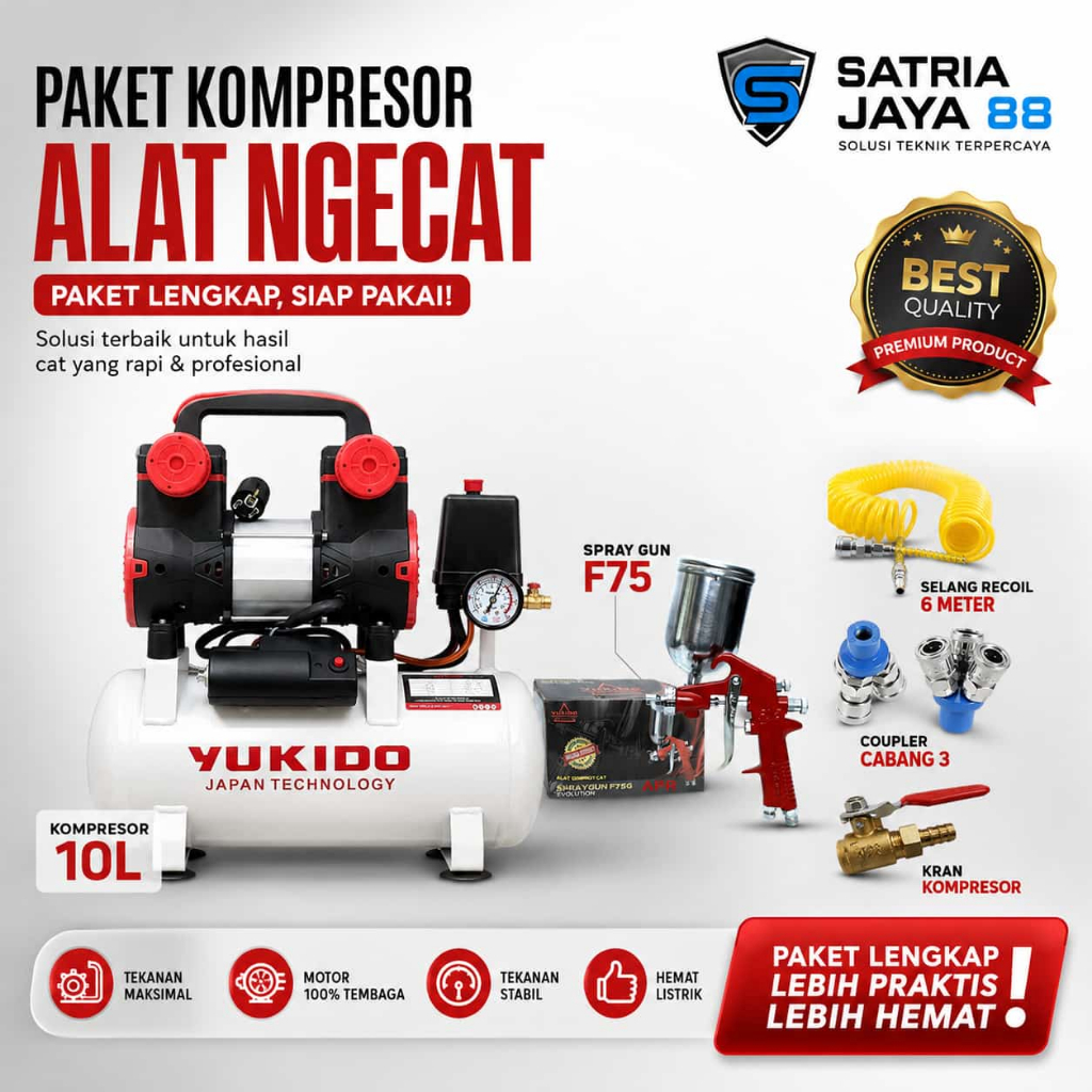 PROMO BISA COD PAKET TUKANG CAT LENGKAP / KOMPRESOR  BENGKEL MORRIS 9 LITER Mesin Kompresor Listrik 