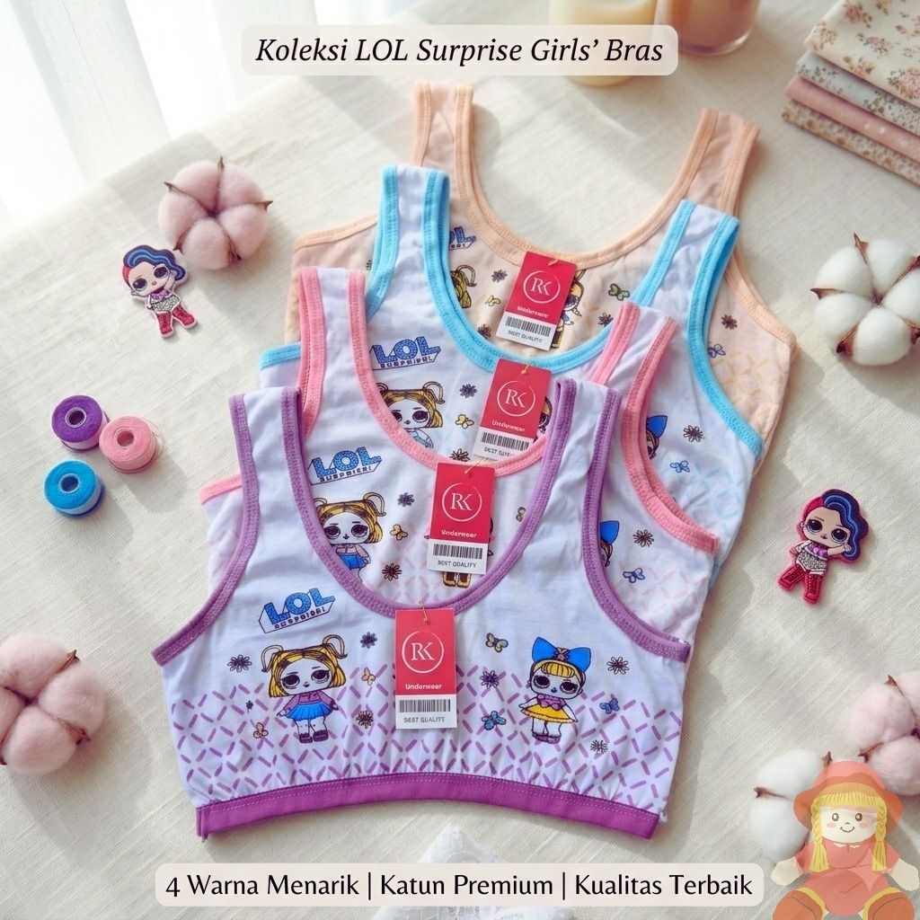 ISI 6 PCS/MINISET MOTIF ANAK REMAJA SD/SMP BRA MINISET REMAJA TANPA BUSA BAHAN RAYON SPANDEK  PREMIU
